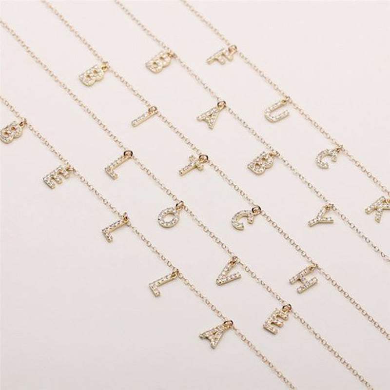 DIY Personalized Necklace With Zircon Letter Necklace